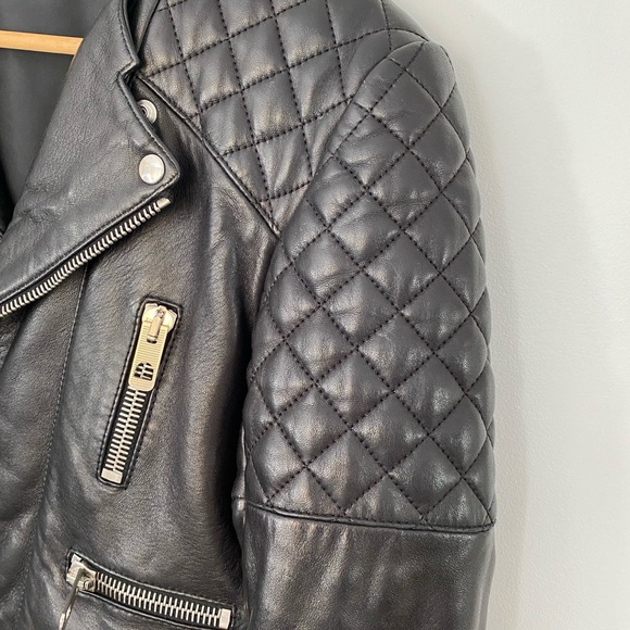 Balenciaga Black Leather Moto Quilted Jacket - Picture 6 of 12